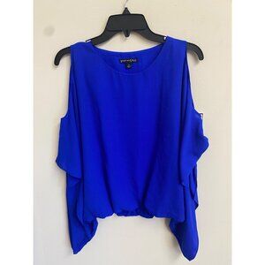 Sam & Jess Women's Blue Cold Shoulder Cape Sleeve Blouse Top Size XS NWT